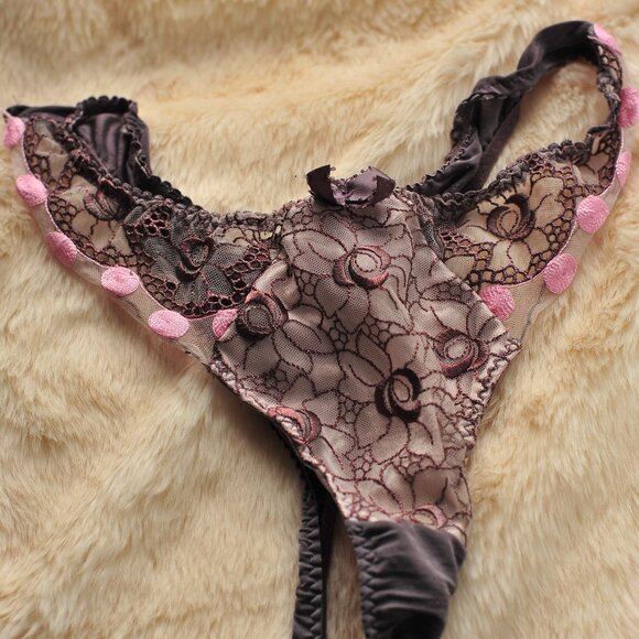 !pcs Acousma Vintage Nylon Embroidery Floral Cute Thong - Picture 3 of 15